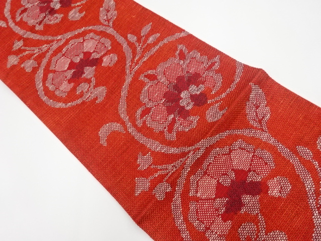 リサイクル　花唐草模様織出し袋帯